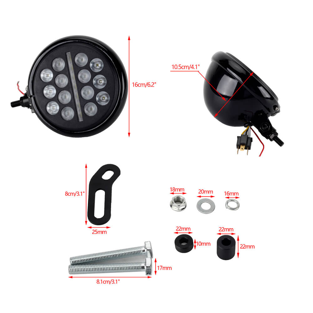 Harley Softail Low Rider S FXLRS 5.75" Club style LED Headlight W/ Conversion Extension Bracket Kit For T-sport Front Fairing - pazoma