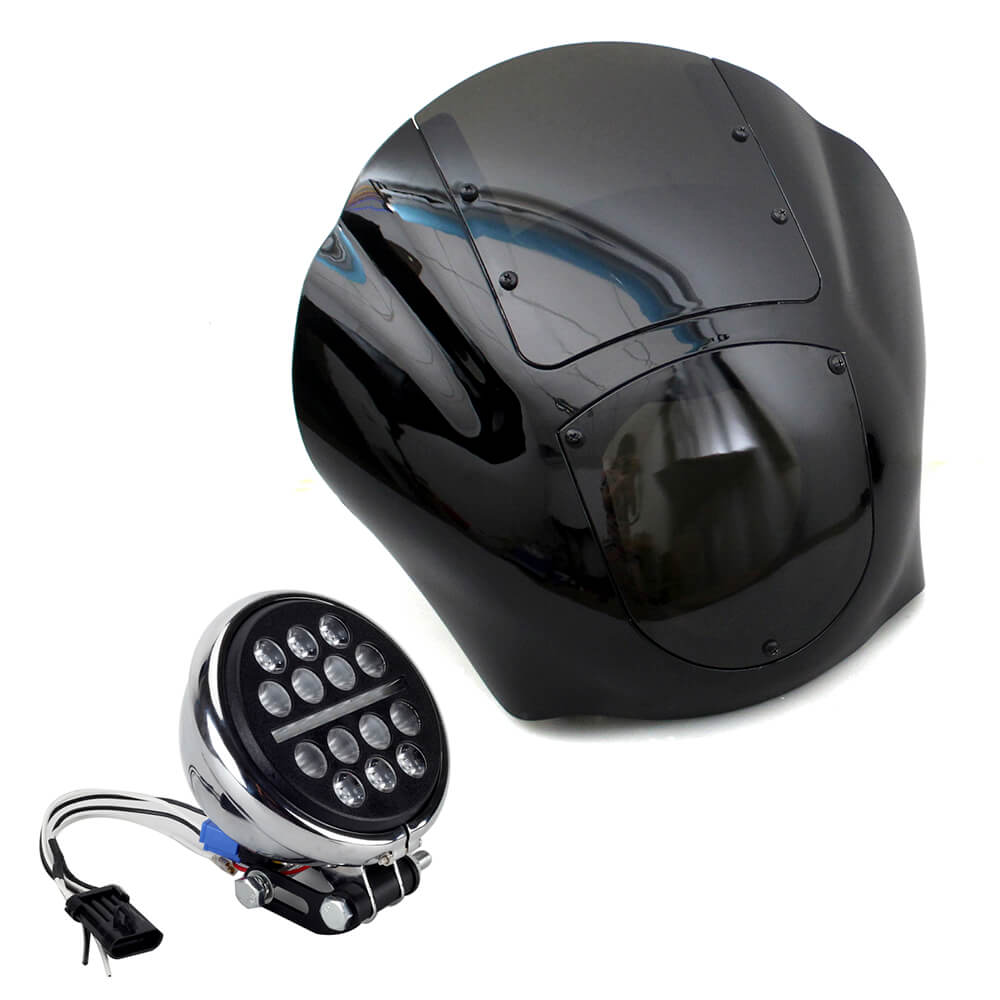 Harley Softail M8 Low Rider S FXLRS Quarter Fairing Windshield w/ LED Headlight Headlamp Relocation Block Mounting kit 2020-2025 - pazoma