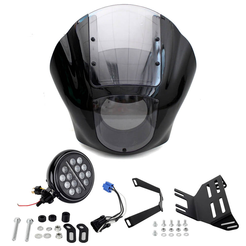 Harley Softail M8 Low Rider S FXLRS Quarter Fairing Windshield w/ LED Headlight Headlamp Relocation Block Mounting kit 2020-2025 - pazoma