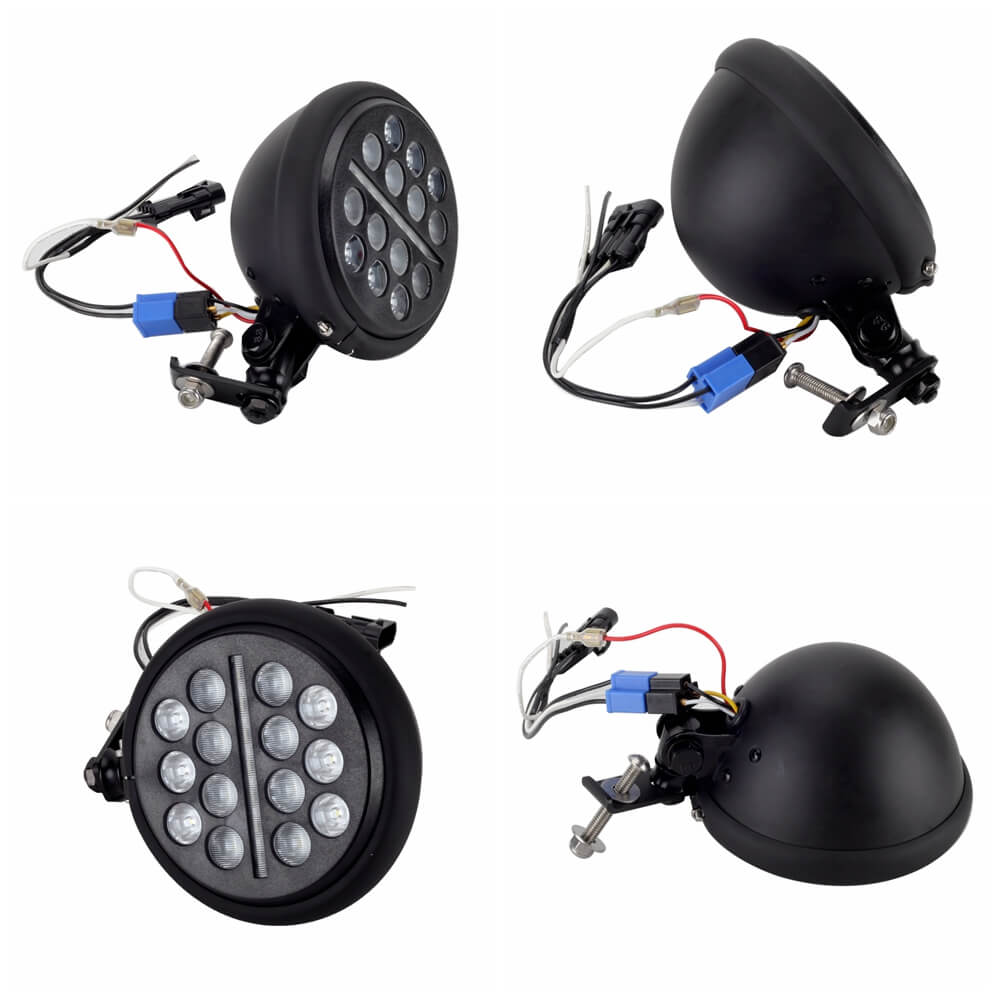 Harley Softail M8 Low Rider FXLR Standard FXST 5.75 Club style LED Headlight W Conversion Extension Bracket Relocation Block 2018-2023 - pazoma