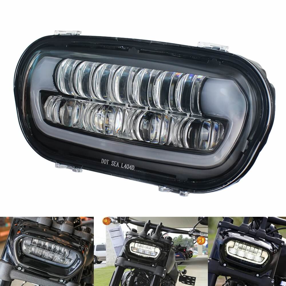 Harley Softail Fat Bob 114 FXFB FXFBS 9.8 Inch LED Headlight Projector Headlamp W/ White DRL Daylight Running Light High/Low Beam Head Lamp 2018-2025 - pazoma