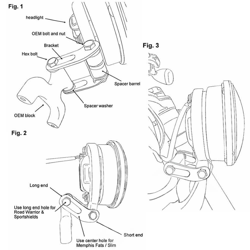 Headlight Mount Extension Block Relocation Bracket Hardware Kit For Harley Softail Low Rider S FXLRS T-sport fairing Sportshield - pazoma