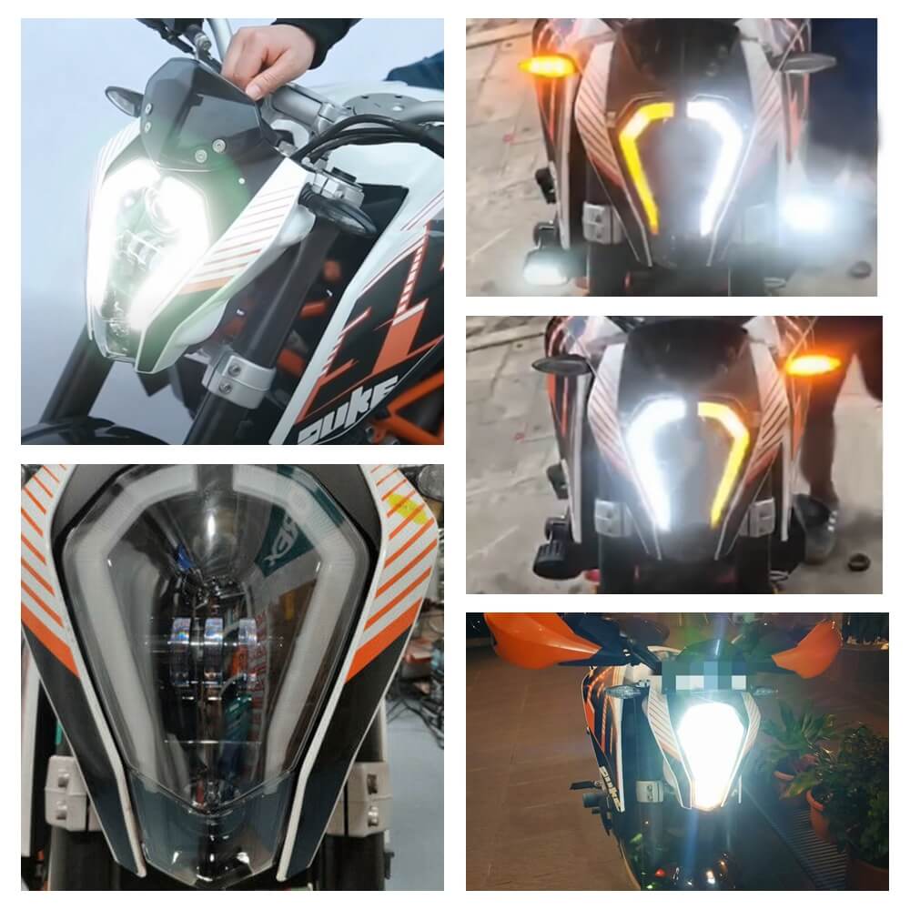 LED Front Headlight Assembly Light With Day Running Light DRL & Indicator Turn Signal For KTM Duke 125 200 250 390 2011-2016 90114001100 - pazoma