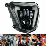 LED Headlight High/Low Beam with Angel Eyes DRL Assembly Kit and Replacement Headlamp For KTM duke 690 690R 2012-2019