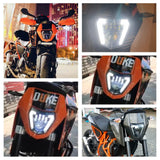 LED Headlight Assembly Headlamp With Day Running Light Angel Eyes DRL For KTM Duke 690 690R 2012-2019 - pazoma
