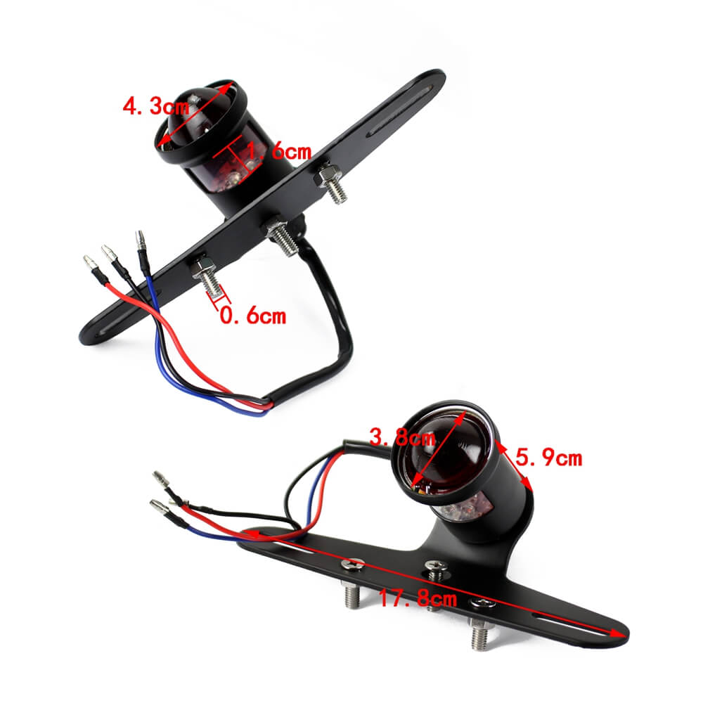 LED Tail Light Lucas-Style with Plate Bracket Rear Brake Stop Lamp BSA Cafe Racer Bobber Chopper Custom Harley Vintage XS650 CB500 - pazoma