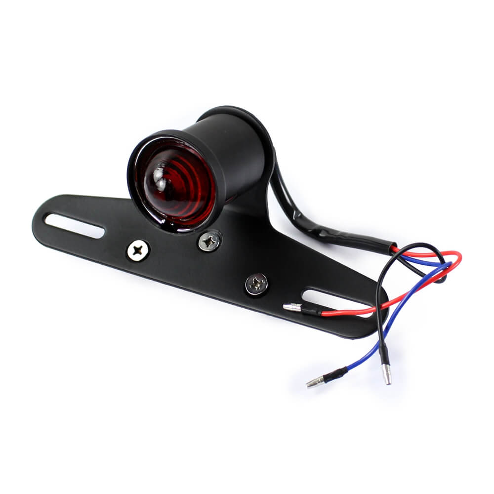 LED Tail Light Lucas-Style with Plate Bracket Rear Brake Stop Lamp BSA Cafe Racer Bobber Chopper Custom Harley Vintage XS650 CB500 - pazoma