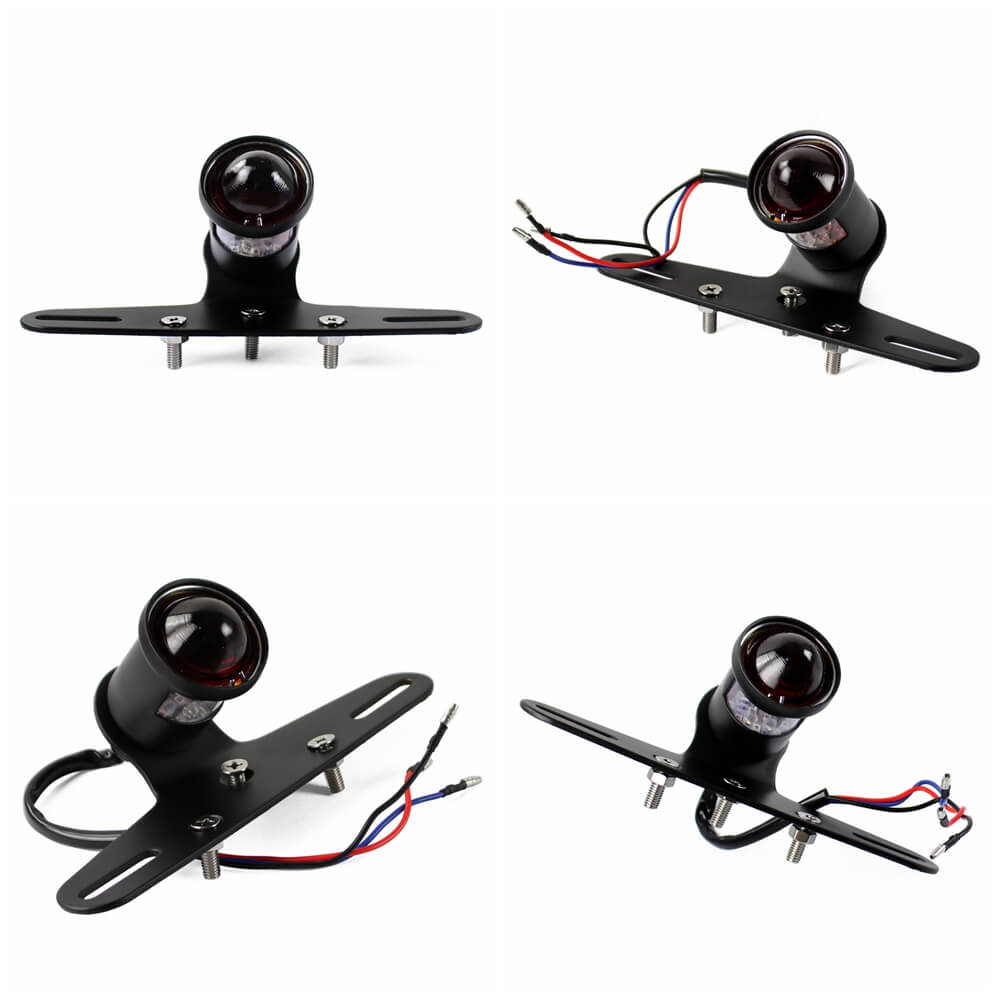 LED Tail Light Lucas-Style with Plate Bracket Rear Brake Stop Lamp BSA Cafe Racer Bobber Chopper Custom Harley Vintage XS650 CB500 - pazoma