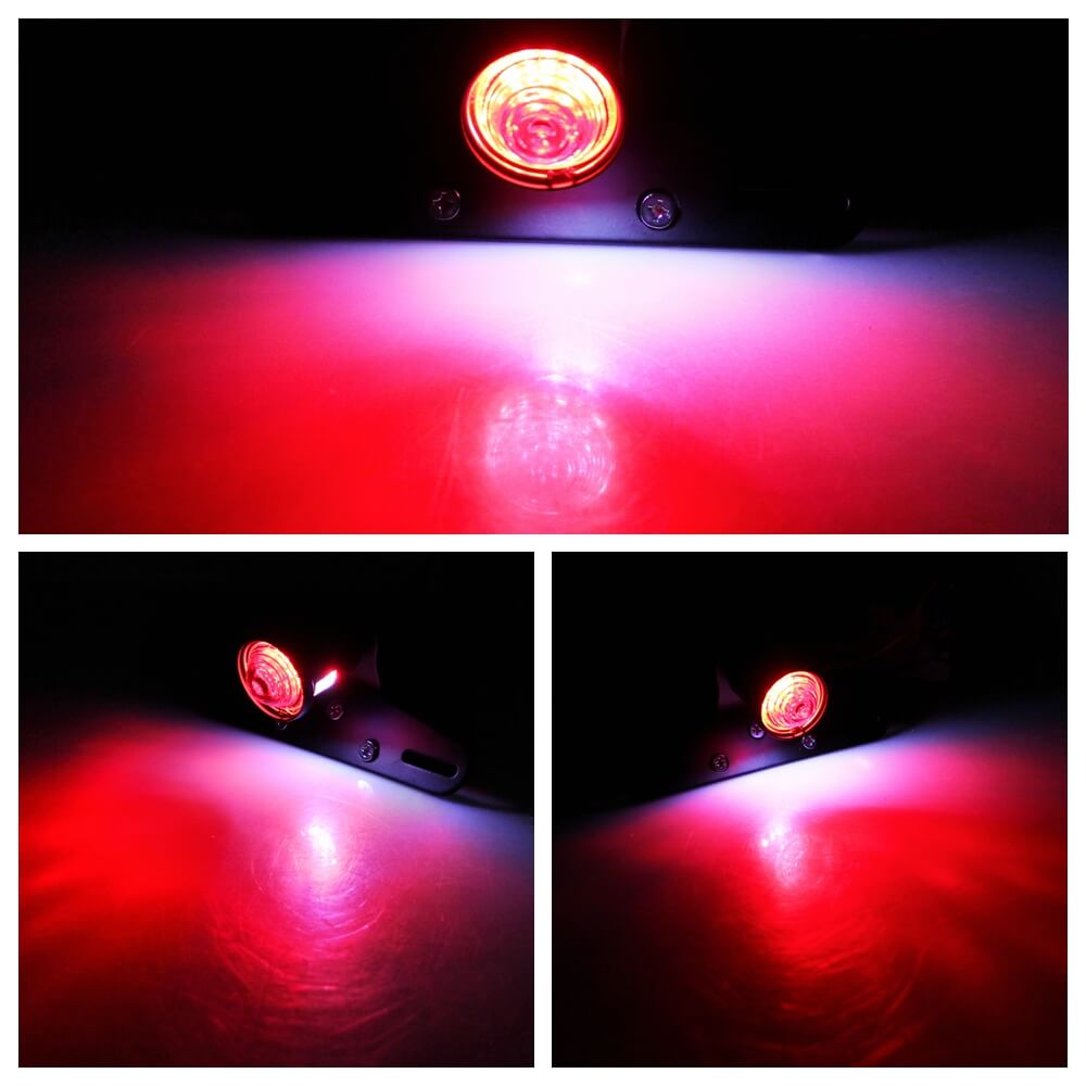 LED Tail Light Lucas-Style with Plate Bracket Rear Brake Stop Lamp BSA Cafe Racer Bobber Chopper Custom Harley Vintage XS650 CB500 - pazoma