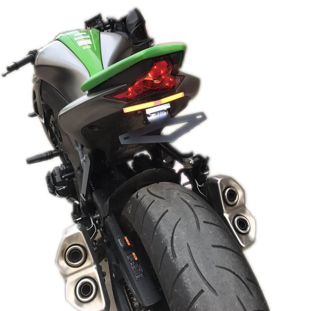 LED Tail Tidy Stealth Fender Eliminator Kit Integrated Turn Signals License Plate Light Bracket For Kawasaki Z1000 2010-2019 - pazoma
