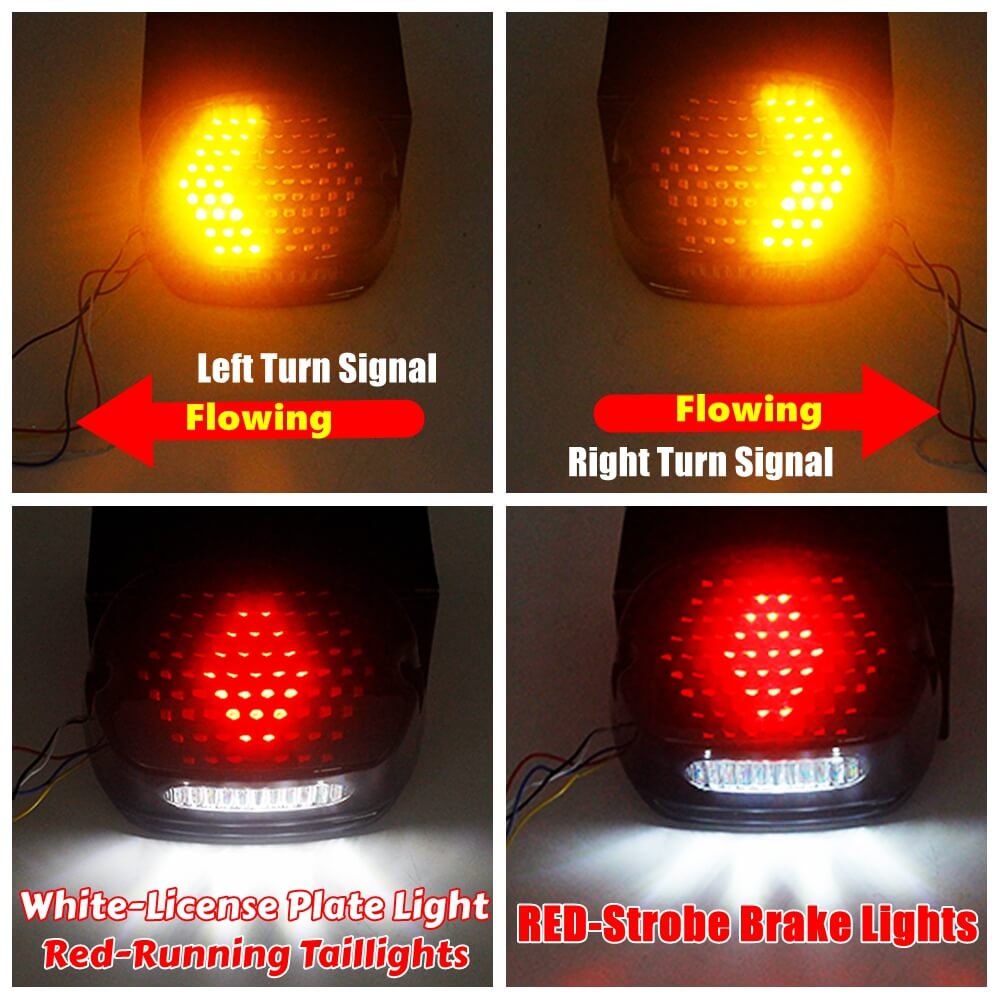 LED Taillight w/ Sequential Flowing Turn Signal Rear Tail Brake Light For Harley Dyna Sportster 883 1200 Road King Electra Glide Softail - pazoma