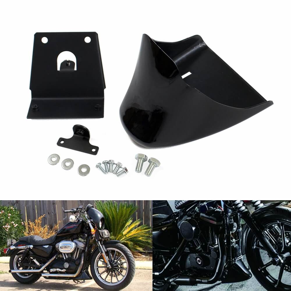 Motorcycle Black Lower Front Bottom Spoiler Mudguard Air Dam Chin Fairing Cover for Harley XL Sportster 883 1200 2004-2020 - pazoma