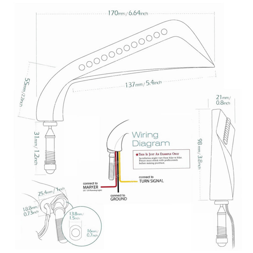 Motorcycle Custom Axe Style Mirrors Aluminum LED Turn Signal Running Light For Harley V-Rod Dyna Sportster Softail - pazoma