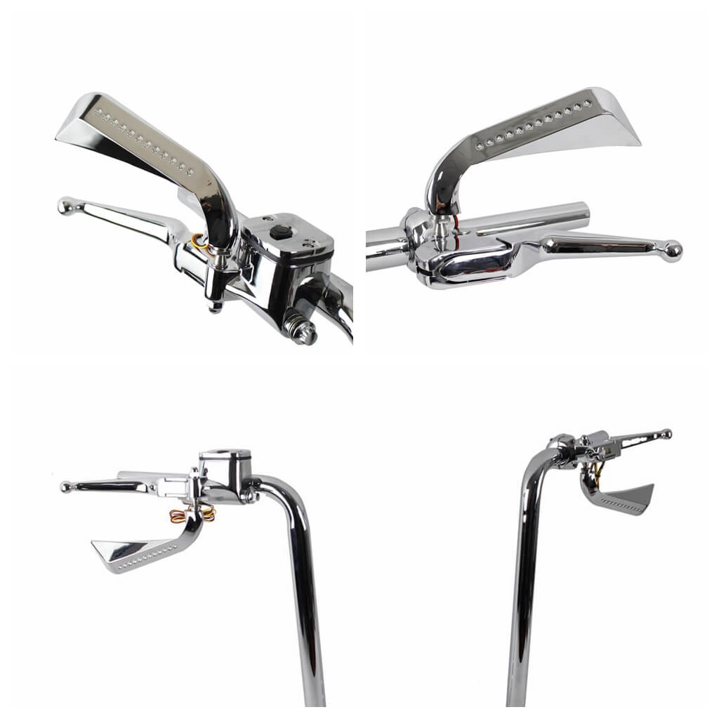 Harley Axe Rearview Mirror w/LED Turn Signals Sequential Light Aluminum Dyna V-Rod Road King FLHT Electraglide forTY-EIGHT 48 Sportster XL - pazoma