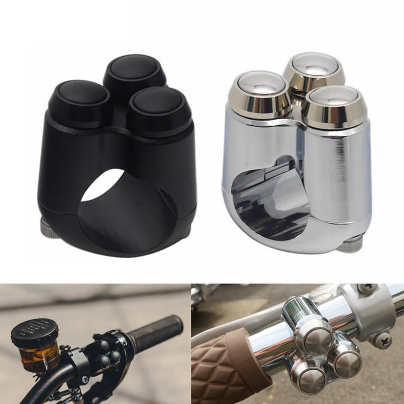 Aluminum Alloy CNC Motorcycle Switches 3-Button Control Momentary 1 Inch 25.4mm Handlebar M-Switch Start Kill Horn Reset Button Microswitch - pazoma
