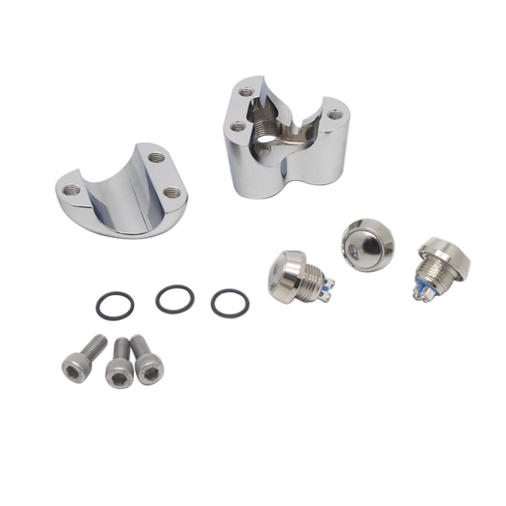 Universal CNC Triple Micro Switch Button Housing - 22mm 7/8-inch Handlebar 3-Button Control Momentary M-Switch Kit Cafe Racer - pazoma