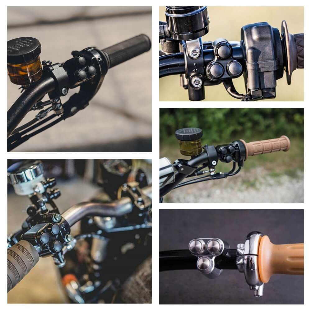 Motorcycle Custom Triple Button Microswitch Kit 3-Button Control Momentary Handlebar M-Switch 1" 25.4mm Bars Retro Vintage Bobber Harley - pazoma
