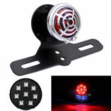 Retro Motorcycle Modified LED Taillight W/Chrome Grille Rear License Plate Light Brake Harley Triumph Cafe Racer Chopper Bobber Custom Vintage XS650