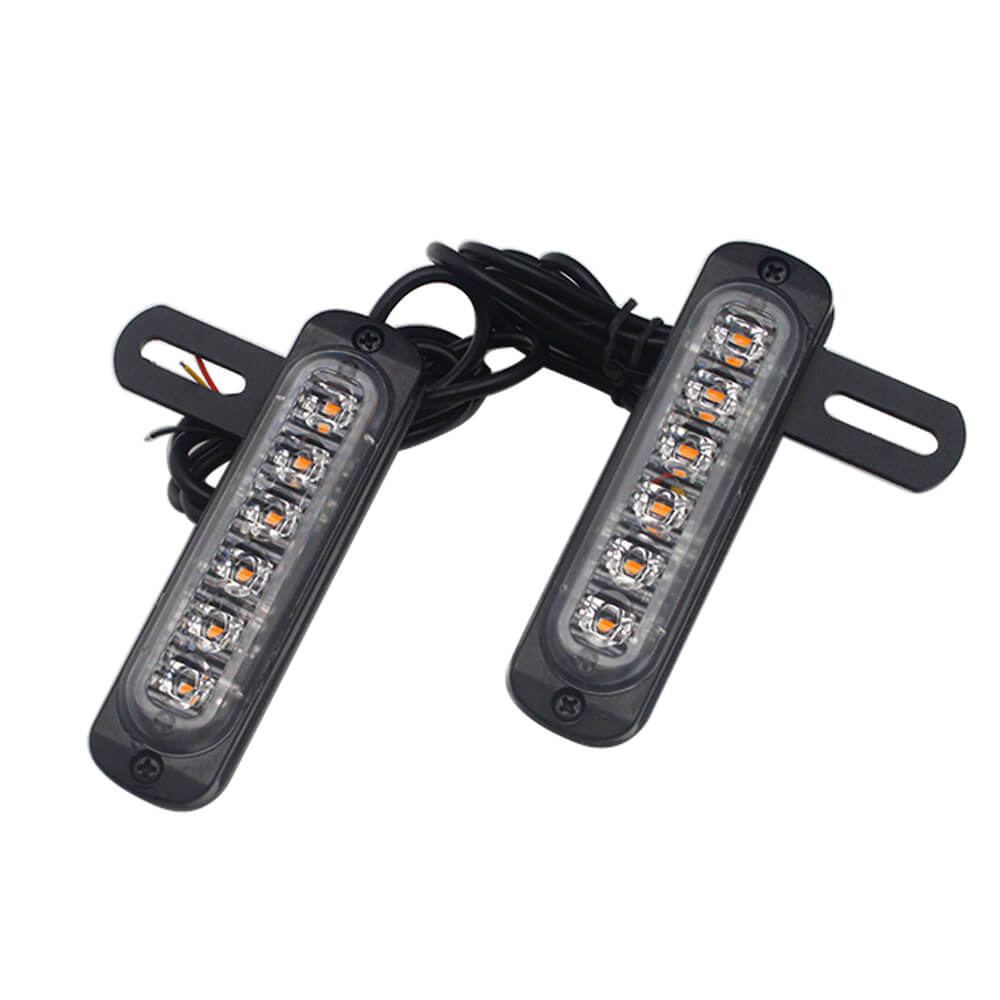 Motorcycle B6 Dual License Plate Auxiliary LED Taillight Burst Flash Brake light Daytime Running lights DRL Red or Yellow (Amber) or White - pazoma