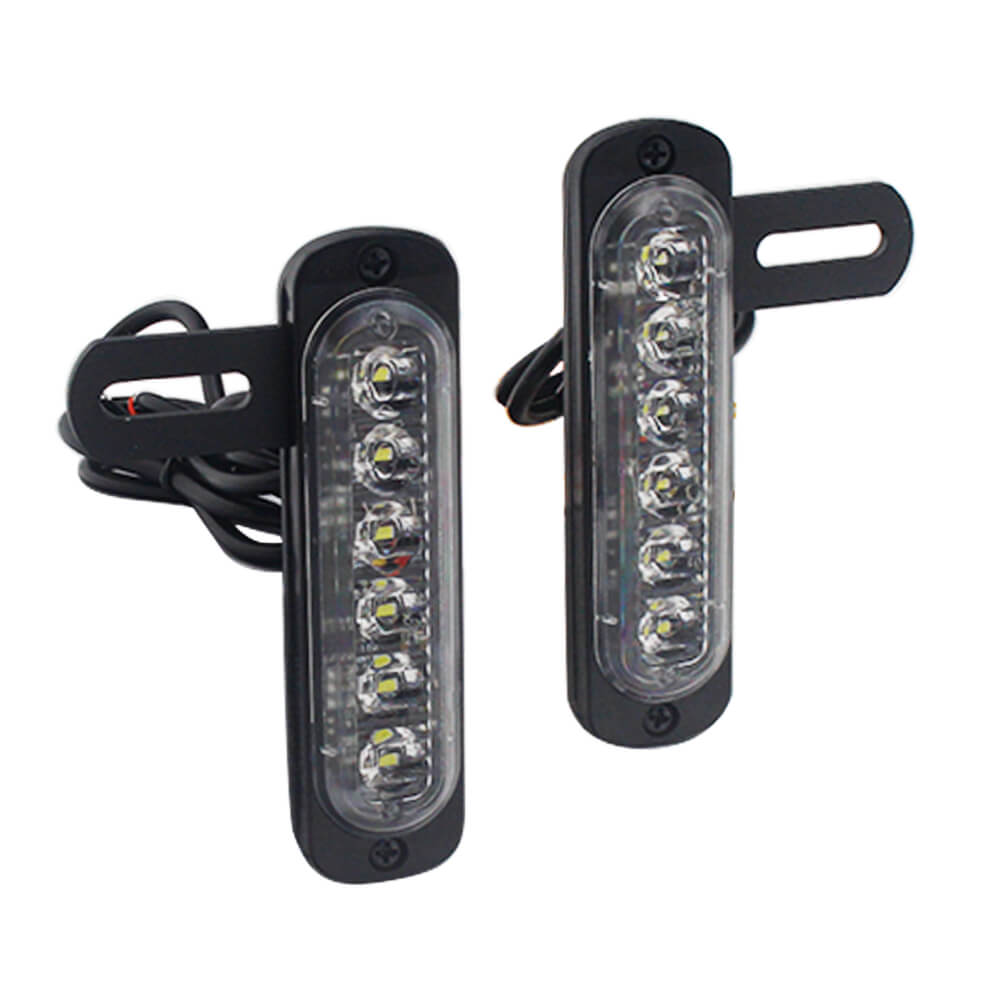 Motorcycle B6 Dual License Plate Auxiliary LED Taillight Burst Flash Brake light Daytime Running lights DRL Red or Yellow (Amber) or White - pazoma