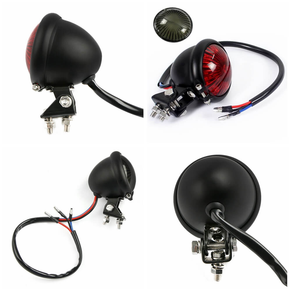 Motorcycle Bike Bates Style LED Taillight Tail Brake Light Stop Lamp For Harley Chopper Bobber Cafe Racer - pazoma