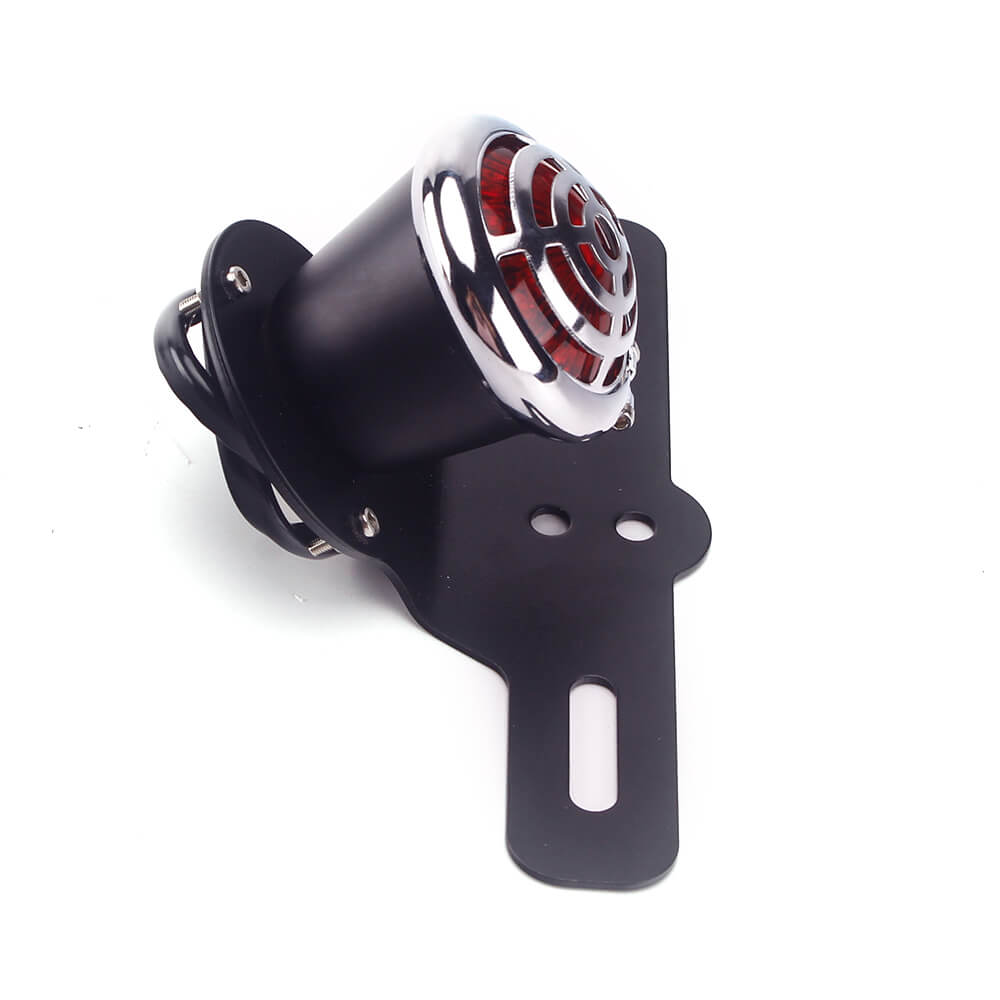 Harley Chopper Bobber Cafe Racer Vintage old school Scrambler Custom LED Taillight Brake Stop Tail Light Lamp W/Chrome Grille - pazoma