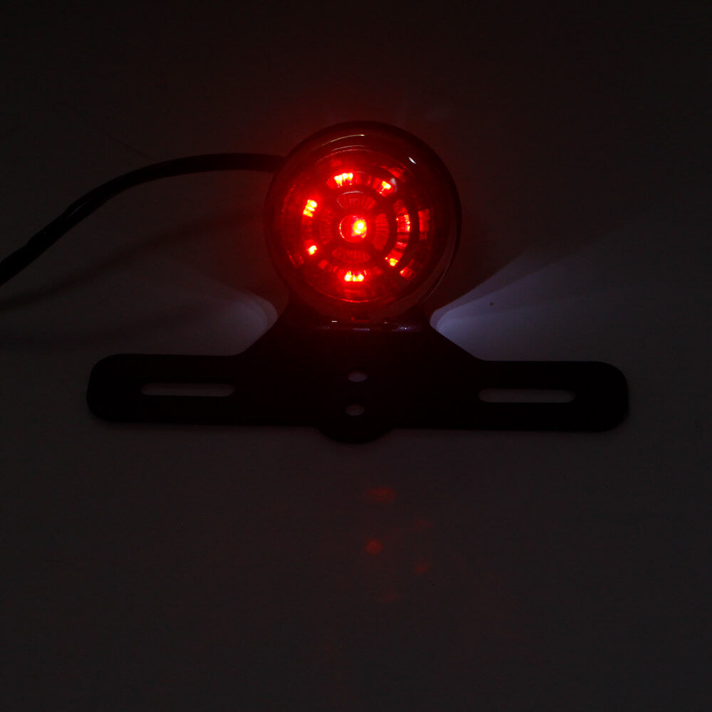 Harley Chopper Bobber Cafe Racer Vintage old school Scrambler Custom LED Taillight Brake Stop Tail Light Lamp W/Chrome Grille - pazoma