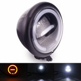 Motorcycle LED Round Headlight 5-3/4 5.75 Inch For Harley Dyna T-Sport FXR Softail Sportster 883 Bobber Cruiser Chopper Cafe Racer Vintage