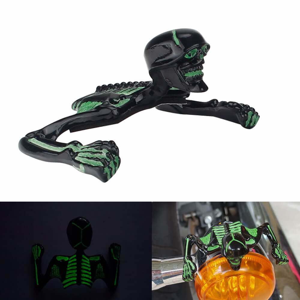 Motorcycle Metal Skeleton Skull Figure Statue Fender Visor Ornament Headlight Visor Trim Headlamp Decorative - pazoma
