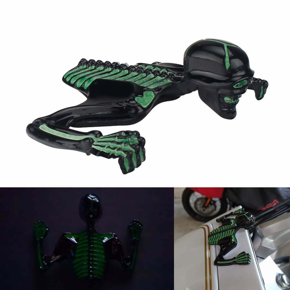 Motorcycle Metal Skeleton Skull Figure Statue Fender Visor Ornament Headlight Visor Trim Headlamp Decorative - pazoma