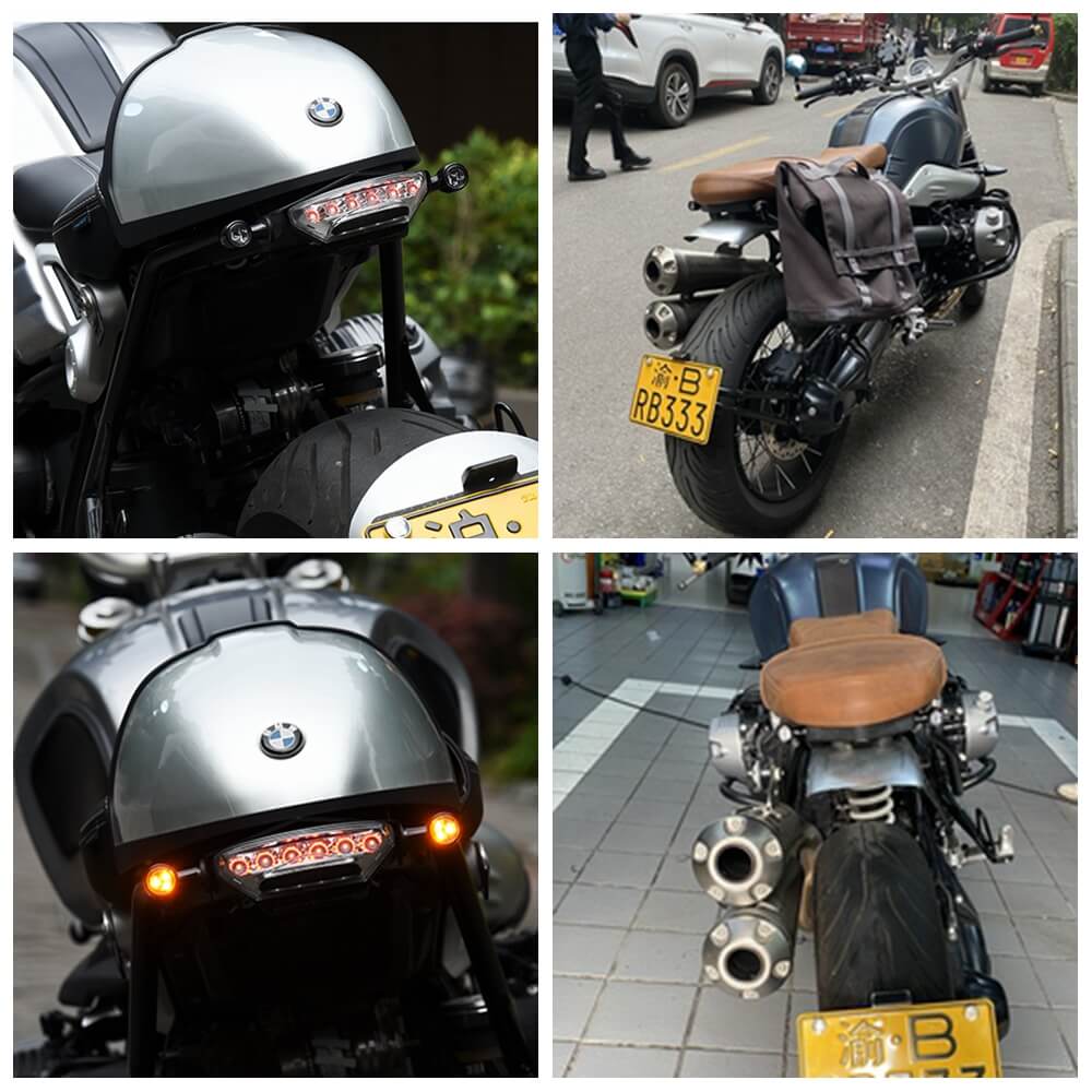 Mini Bullet 3 in 1 Rear LED Turn Signal Indicators w/Brake Tail Light 2 in 1 Front Blinker w/DRL For Harley Chopper Bobber Cafe Race - pazoma