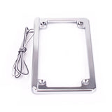 Motorcycle Universal 4x7" Flat Style Hidden LED Board License Plate Frame - pazoma