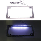 Motorcycle Universal 4x7" Flat Style Hidden LED Board License Plate Frame - pazoma