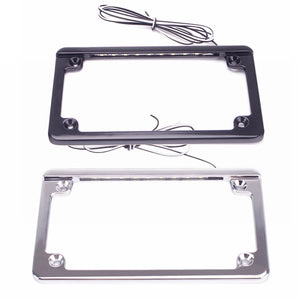 Motorcycle Universal 4x7" Flat Style Hidden LED Board License Plate Frame - pazoma