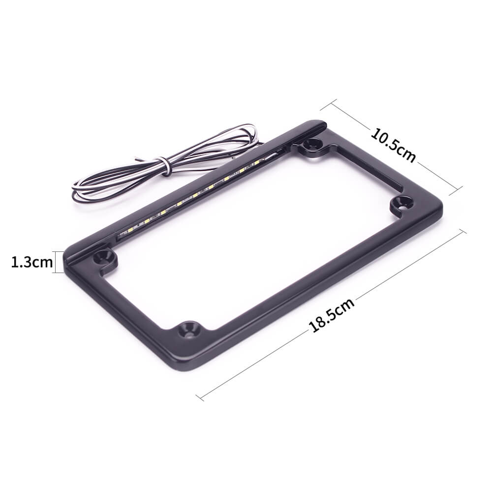 Motorcycle Universal 4x7" Flat Style Hidden LED Board License Plate Frame - pazoma