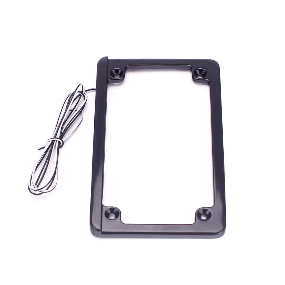 Motorcycle Universal 4x7" Flat Style Hidden LED Board License Plate Frame - pazoma
