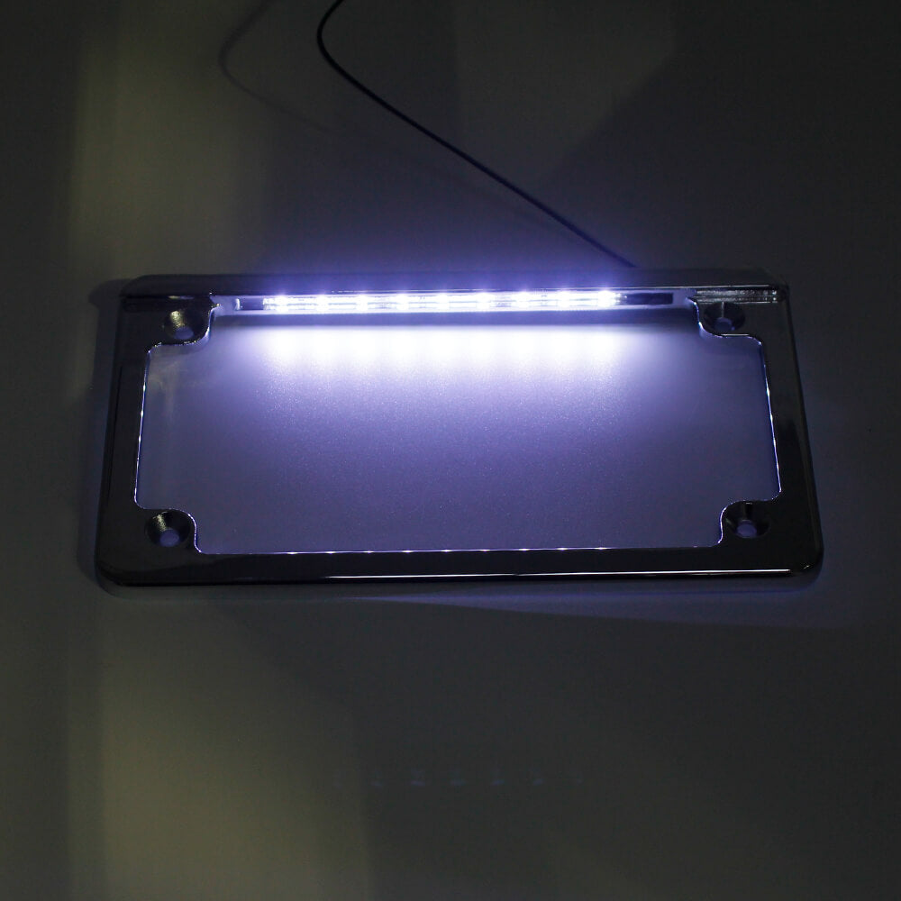 Motorcycle Universal 4x7" Flat Style Hidden LED Board License Plate Frame - pazoma