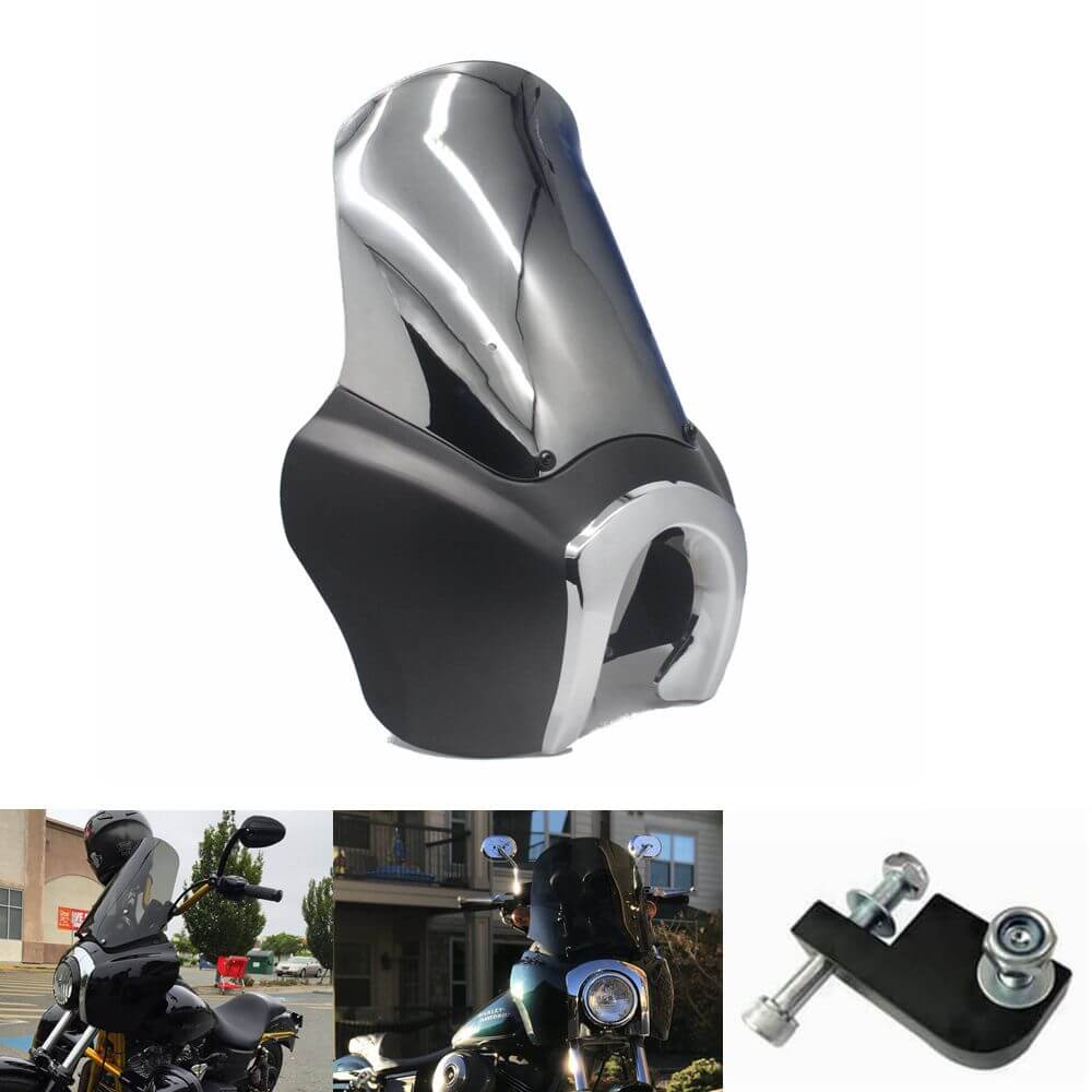 CBC Cali TSport Front Fairing For Harley Club Style Dyna Street Bob T-Sport FXR w/Chrome Trim Bezel Windshield Headlight Relocation Block - pazoma