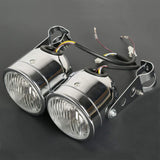 Motorcycle Twin Front Headlight lamp W/ Bracket For Harley Street Fat Boy Dual Sport Dirt Bikes Street Fighter Cafe Racer - pazoma