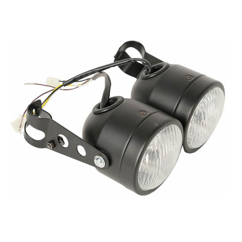 Motorcycle Twin Front Headlight lamp W/ Bracket For Harley Street Fat Boy Dual Sport Dirt Bikes Street Fighter Cafe Racer - pazoma
