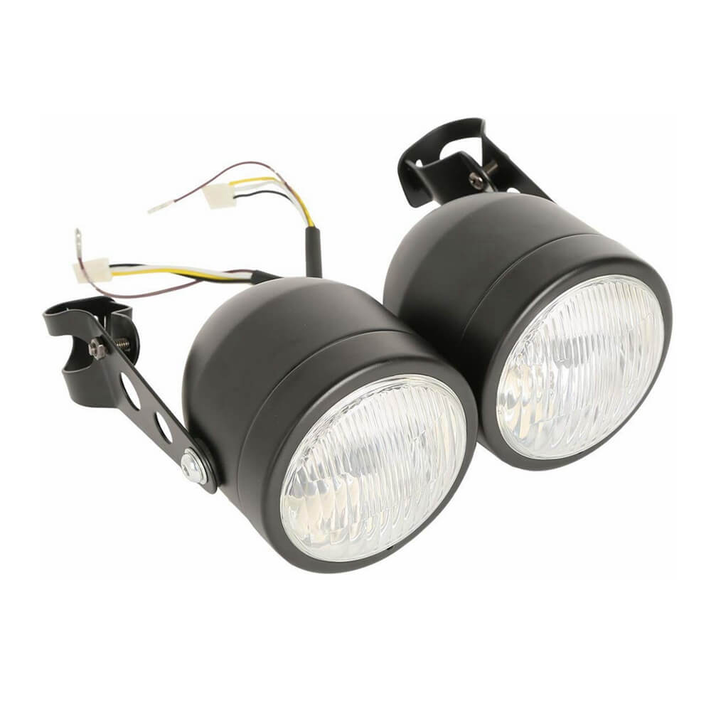 Motorcycle Twin Front Headlight lamp W/ Bracket For Harley Street Fat Boy Dual Sport Dirt Bikes Street Fighter Cafe Racer - pazoma