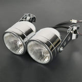 Motorcycle Twin Front Headlight lamp W/ Bracket For Harley Street Fat Boy Dual Sport Dirt Bikes Street Fighter Cafe Racer - pazoma