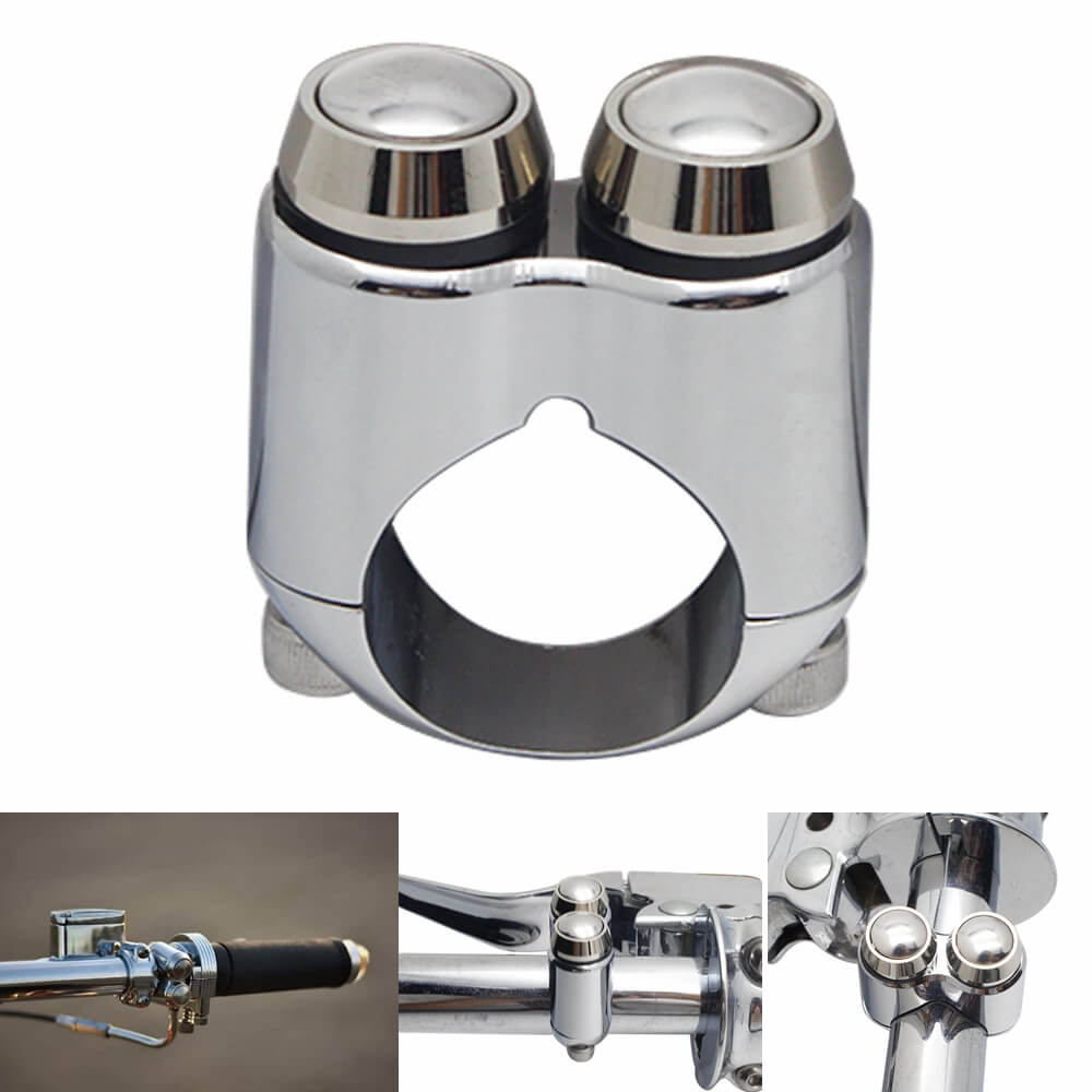 One Inch Handlebar Custom Micro Switch Gear Dual Button 2-Button Control Momentary M-Switch Bobber Cafe Racer Chopper for 25.4mm 1" Bars - pazoma