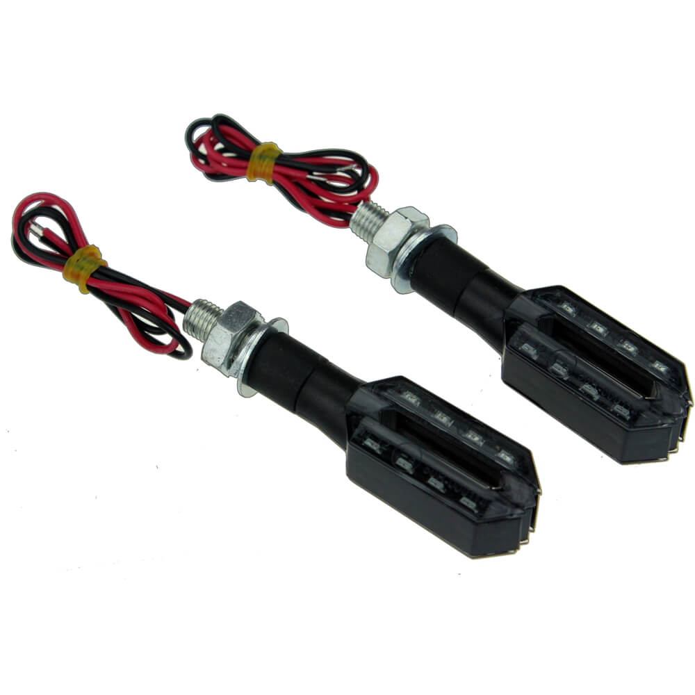 Pair Of Front Universal Motorcycle Double Side LED Turn Signal Indicator Light Ultra Bright 12V Amber Blinker - pazoma