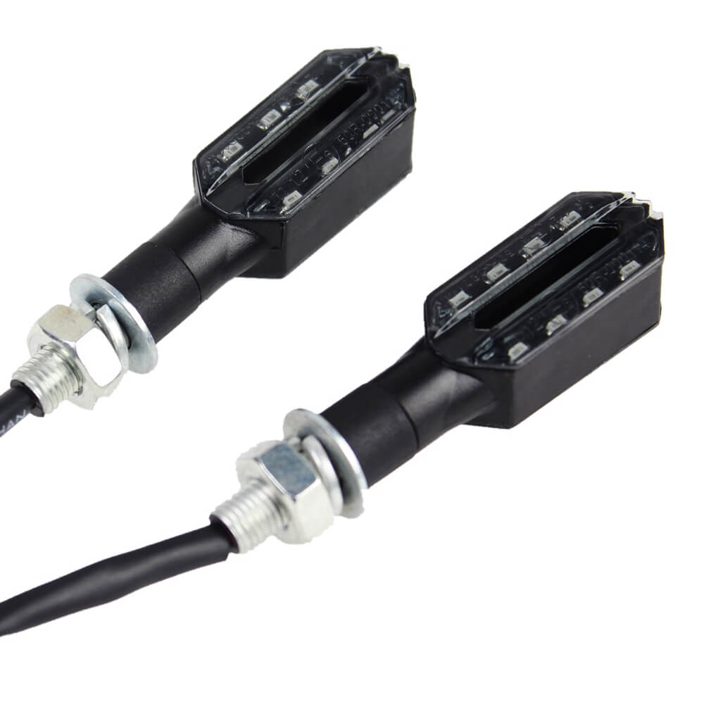 Pair Of Front Universal Motorcycle Double Side LED Turn Signal Indicator Light Ultra Bright 12V Amber Blinker - pazoma