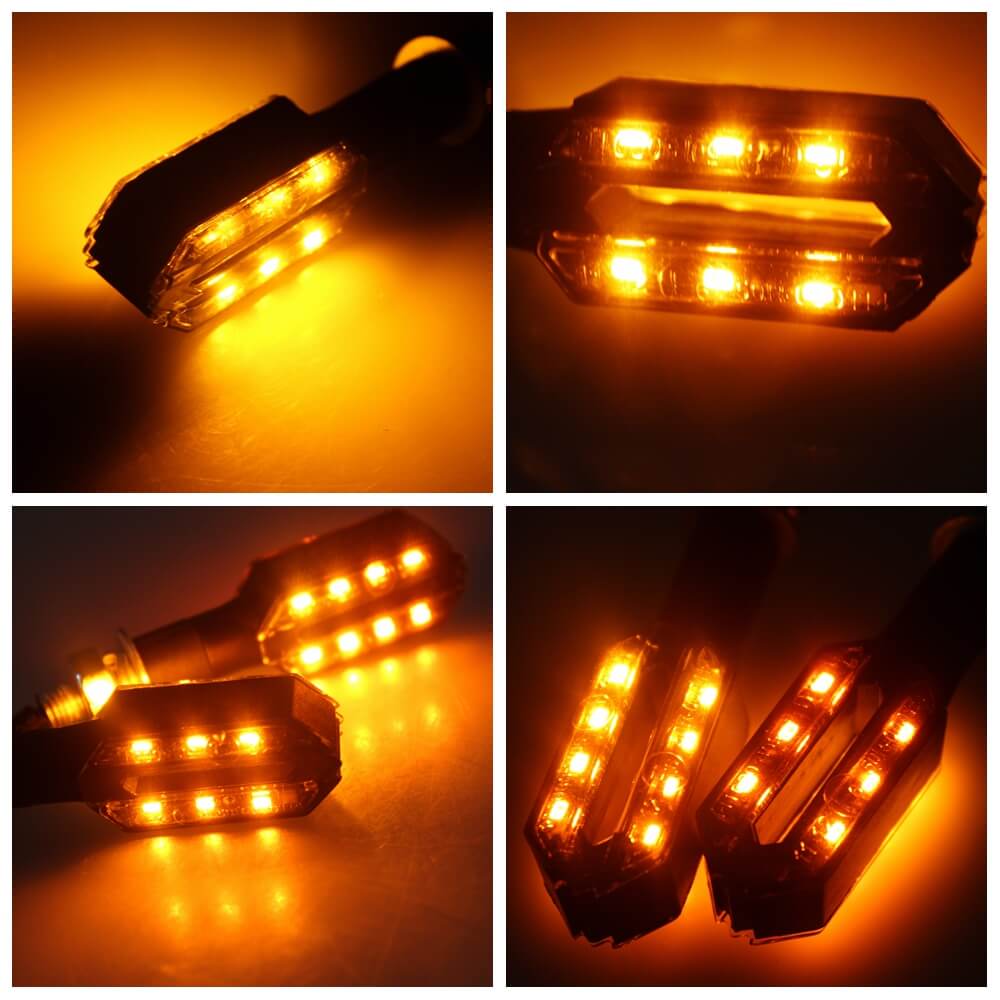 Pair 12V Hollow out Dual Side Universal Motorcycle Bike LED Turn Signal Indicator Light Blinker - pazoma