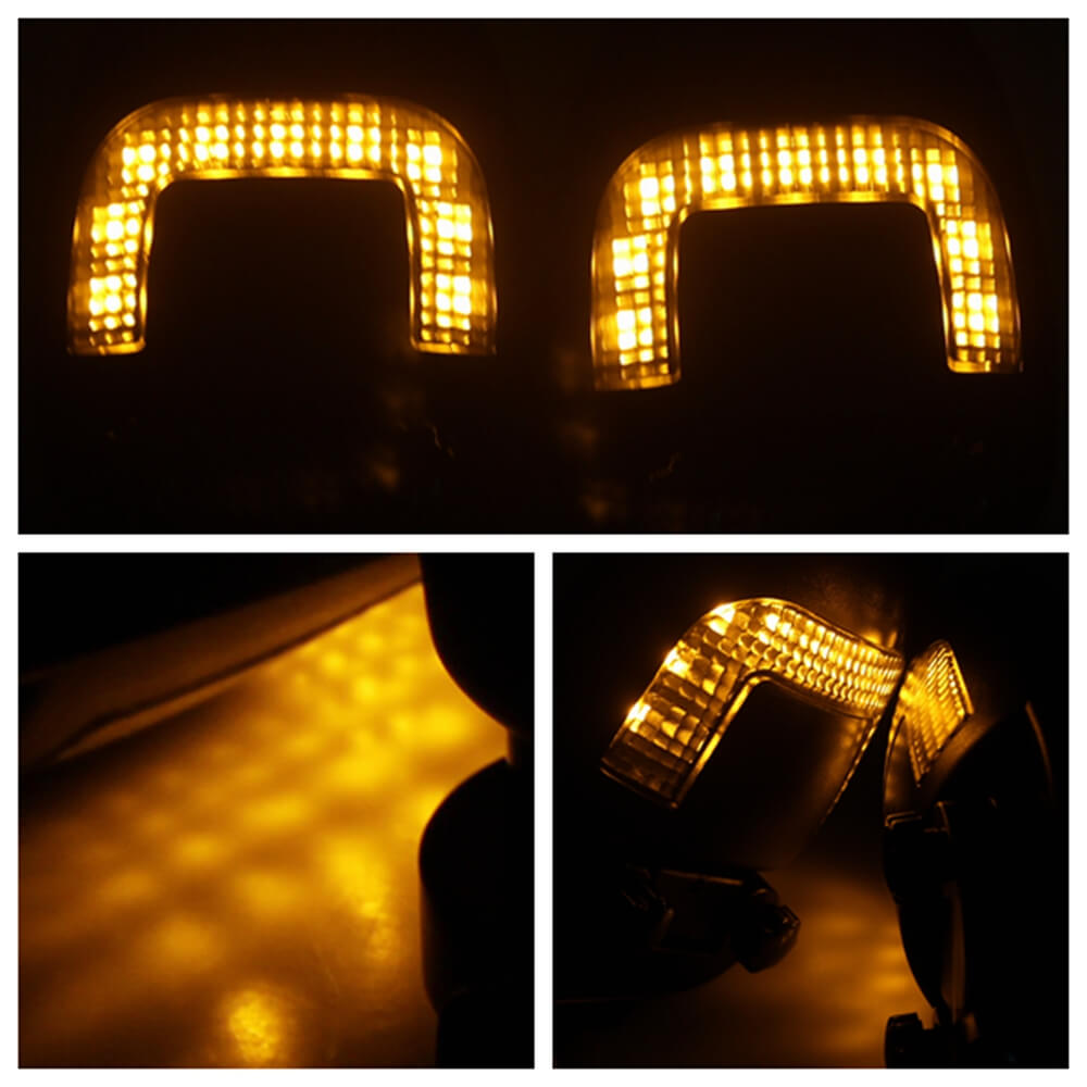 UTV Universal Side Mirrors w/LED Turn Signal Light | Polaris RZR800/900 John Deere Gator HPX XUV Kawasaki Mule Yamaha Rhino 1.75" Roll Bars Clamp - pazoma