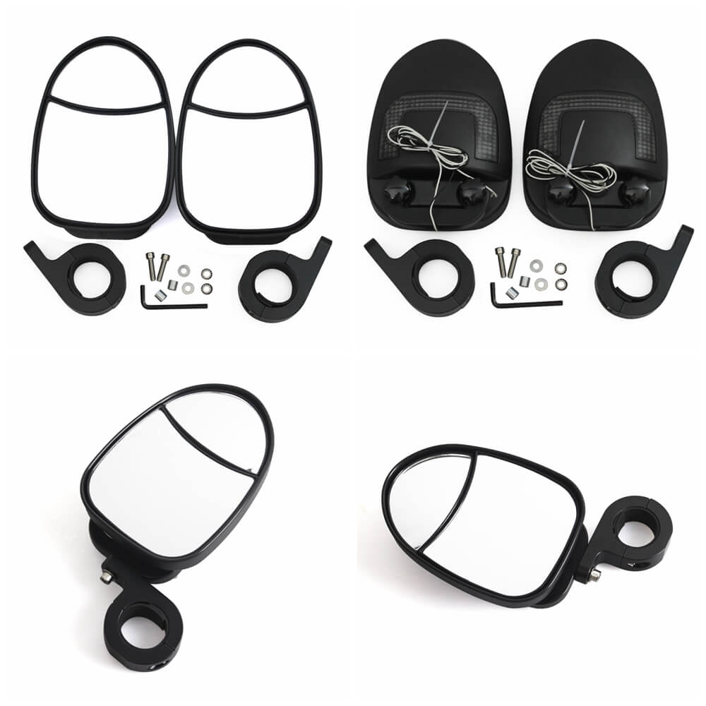 UTV Universal Side Mirrors w/LED Turn Signal Light | Polaris RZR800/900 John Deere Gator HPX XUV Kawasaki Mule Yamaha Rhino 1.75" Roll Bars Clamp - pazoma