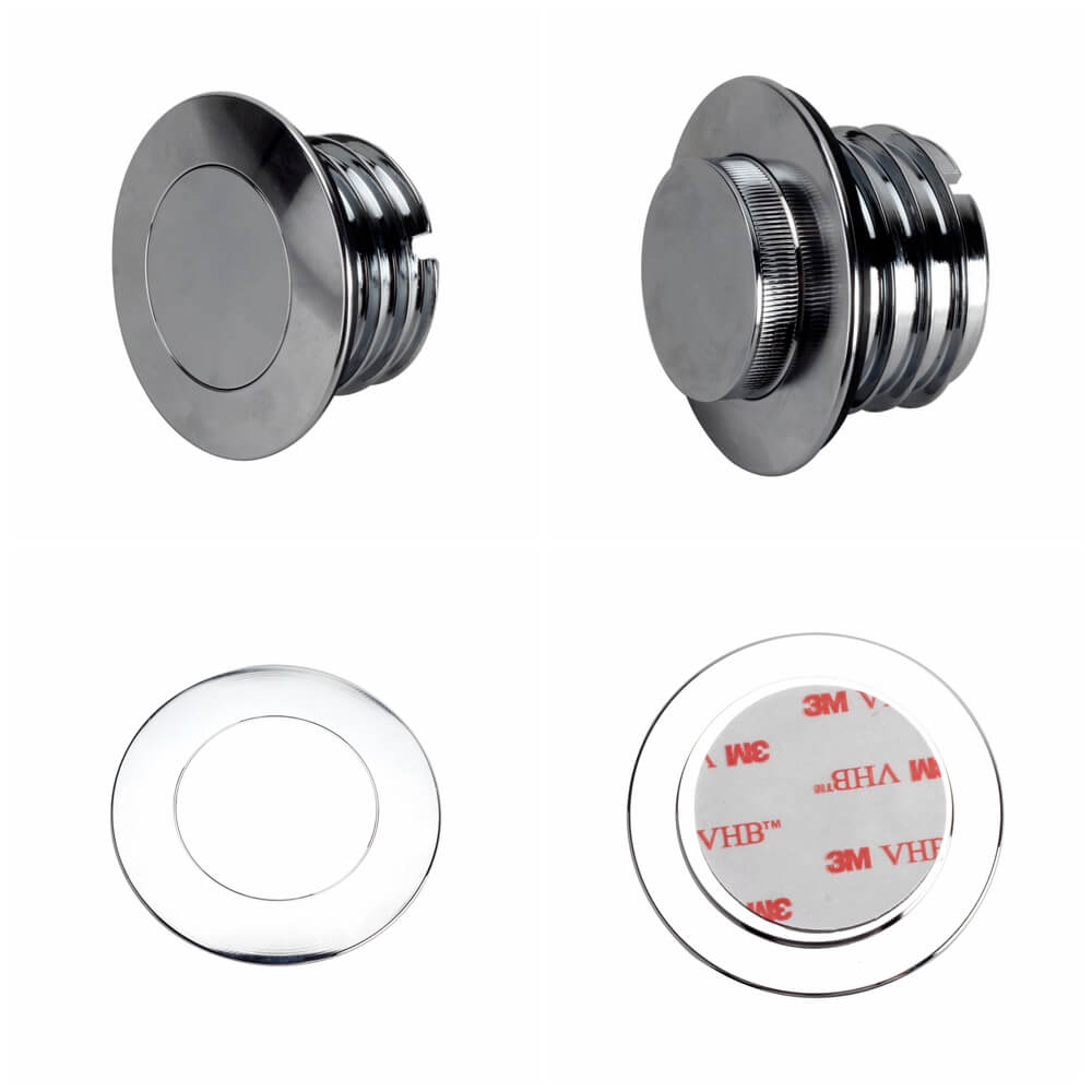 Harley M8 Softail Sport Glide FLSB Slim FLSL Low Rider FXLR FXLRS Pop-up Flush-Mount Fuel Cap and Left Side Tank Cap Kit 2018-21 - pazoma