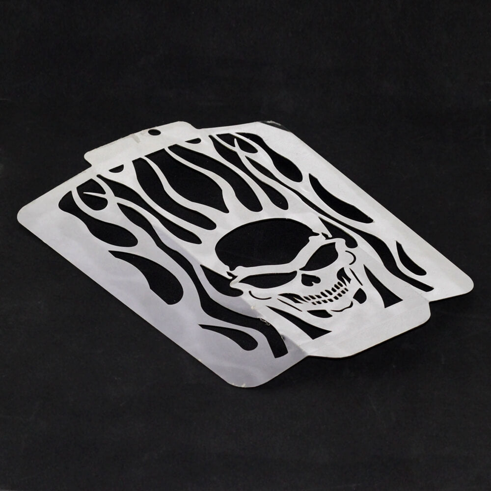 Skull Flame Polished Stainless Radiator Grill Guard For 2006-2019 Suzuki Boulevard M109R / Intruder VZR1800 / M1800R - pazoma